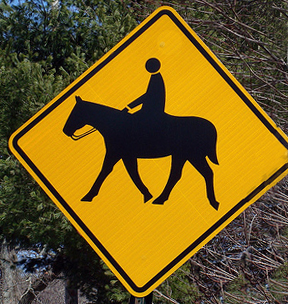 a horse crossing sign
