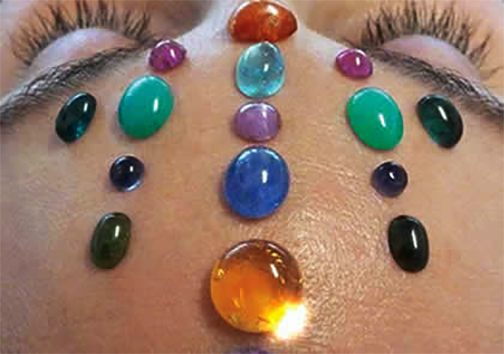 crystal layout on forehead