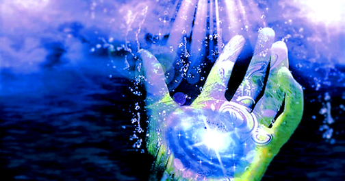 healing hand with swirl